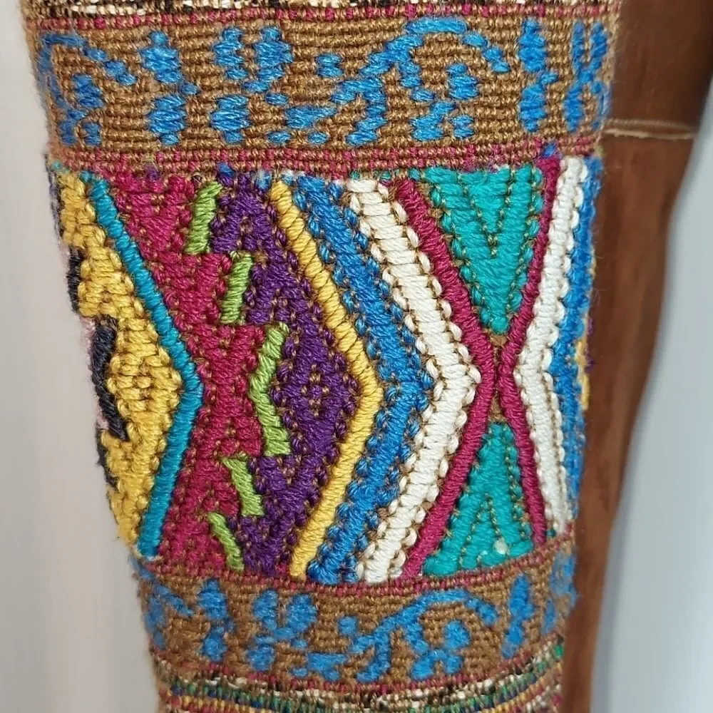 Karim Corzo Embroidered Tall Leather Boots Sz 36